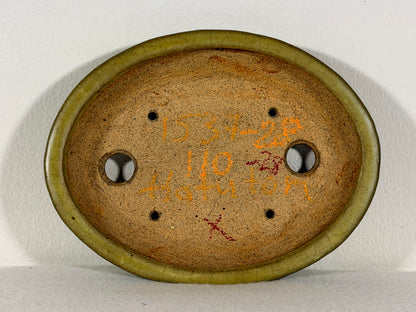 Preowned Japanese Tokoname Glazed Oval Bonsai Pot Hatutori - 6.5” By 5”