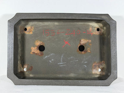 Preowned Japanese Tokoname Unglazed Rectangular Bonsai Pot Yamaaki - 13” By 8.75”