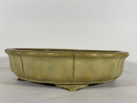 Preowned Japanese Tokoname Rinka Style Bonsai Pot Yamafusa - 10.25” By 2 3/8”
