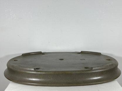 Preowned Japanese Tokoname Unglazed Oval Shallow Bonsai Pot Seizan - 20.5” By 14.75”