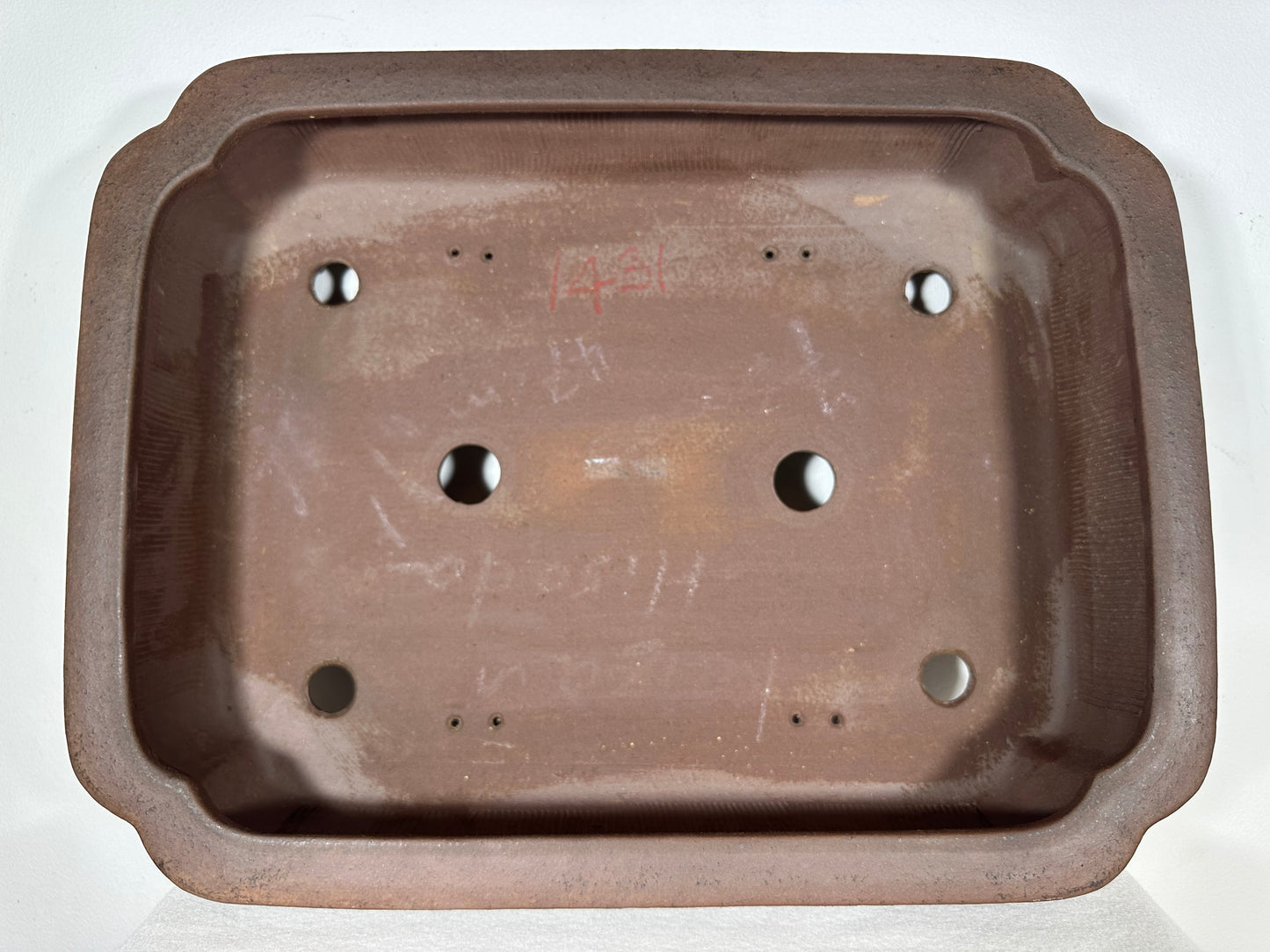 Preowned Japanese Tokoname Unglazed Rectangular Bonsai Pot Keizan - 18.5” By 14”