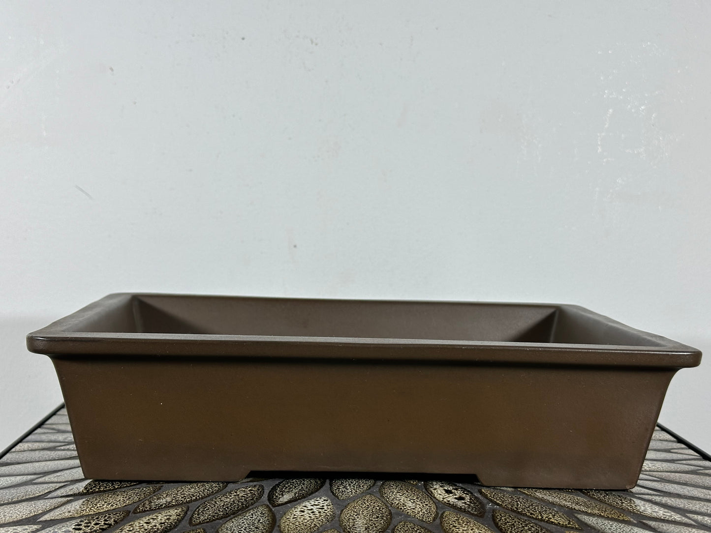 Preowned Japanese Tokoname Unglazed Rectangular Bonsai Pot Sankyou - 3 1/8” By 9 3/8”