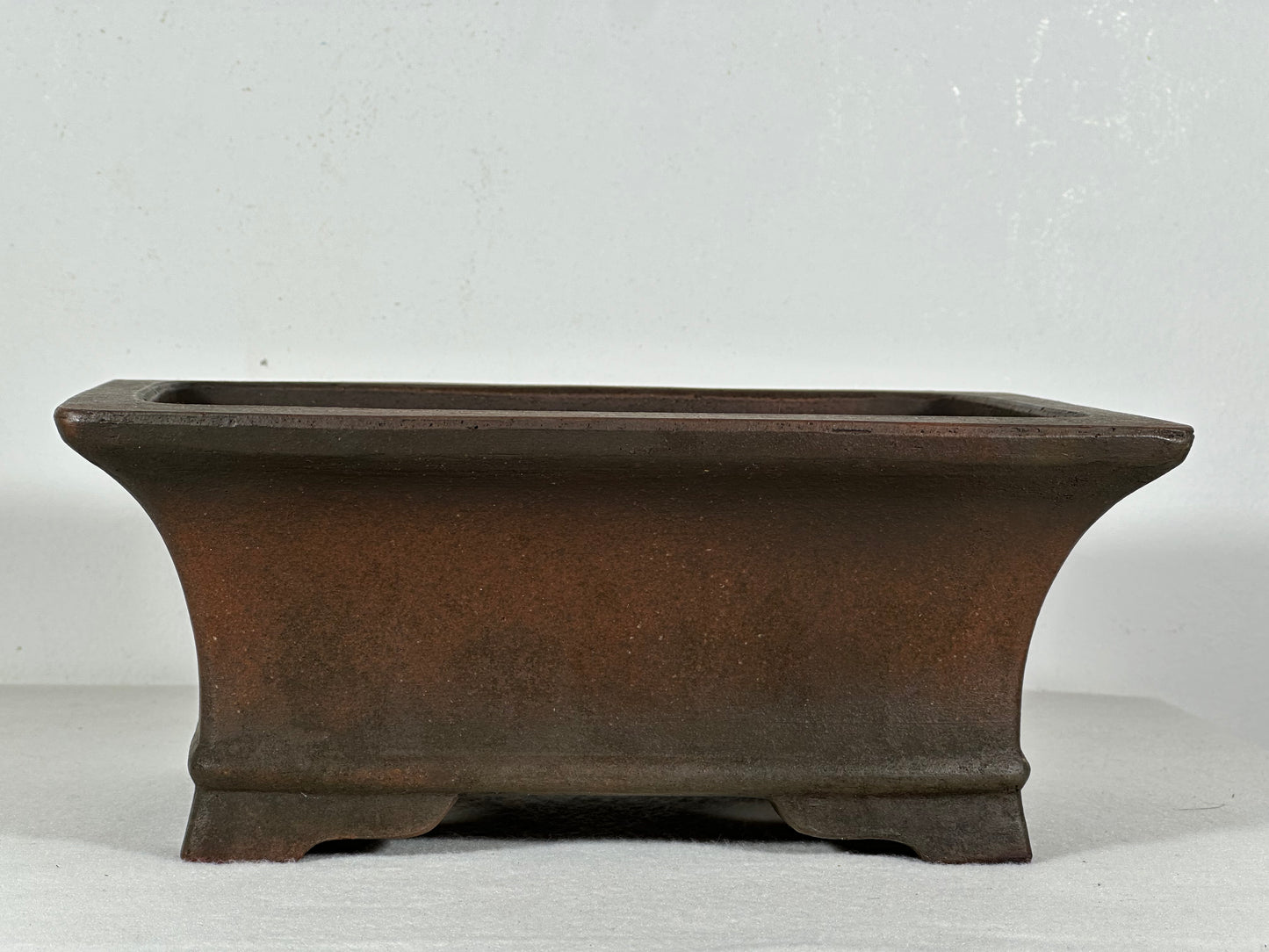 Preowned Japanese Tokoname Rectangular Bonsai Pot Zennigou - 9.75” By 7.25”