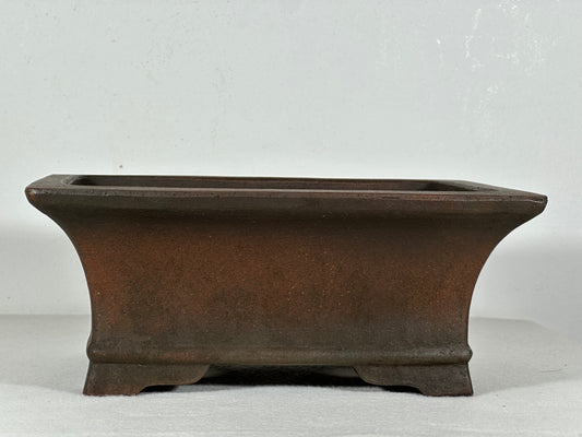 Preowned Japanese Tokoname Rectangular Bonsai Pot Zennigou - 9.75” By 7.25”