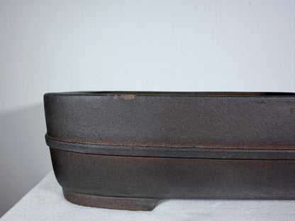 Preowned Japanese Tokoname Unglazed Rectangular Bonsai Pot Kisen - 16.25” By 12.75”