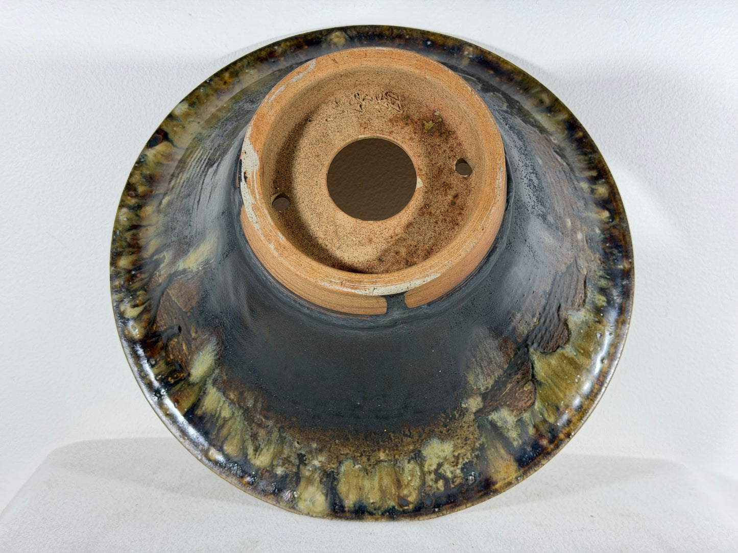New Japanese Tokoname Glazed Round Bonsai Pot Tosikazu - 12” By 6”