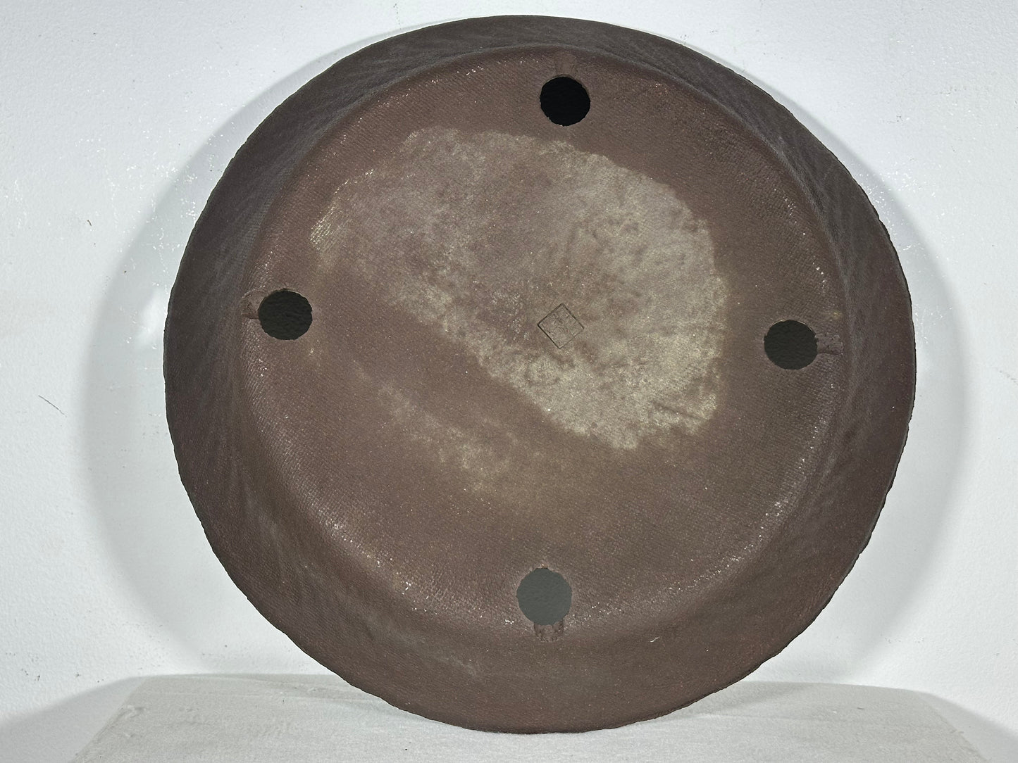 Preowned Japanese Tokoname Unglazed Nanban Round Bonsai Pot Ryugaku - 14.5” By 2.75”