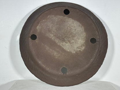Preowned Japanese Tokoname Unglazed Nanban Round Bonsai Pot Ryugaku - 14.5” By 2.75”