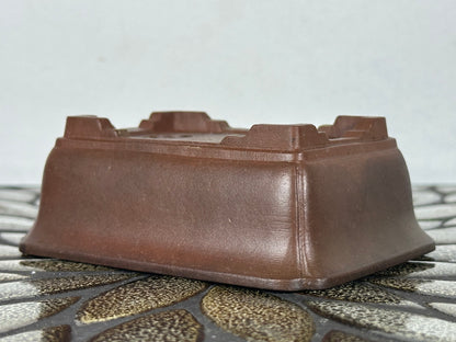 Preowned Japanese Tokoname Unglazed Rectangular Bonsai Pot - 4.25” By 3.25”