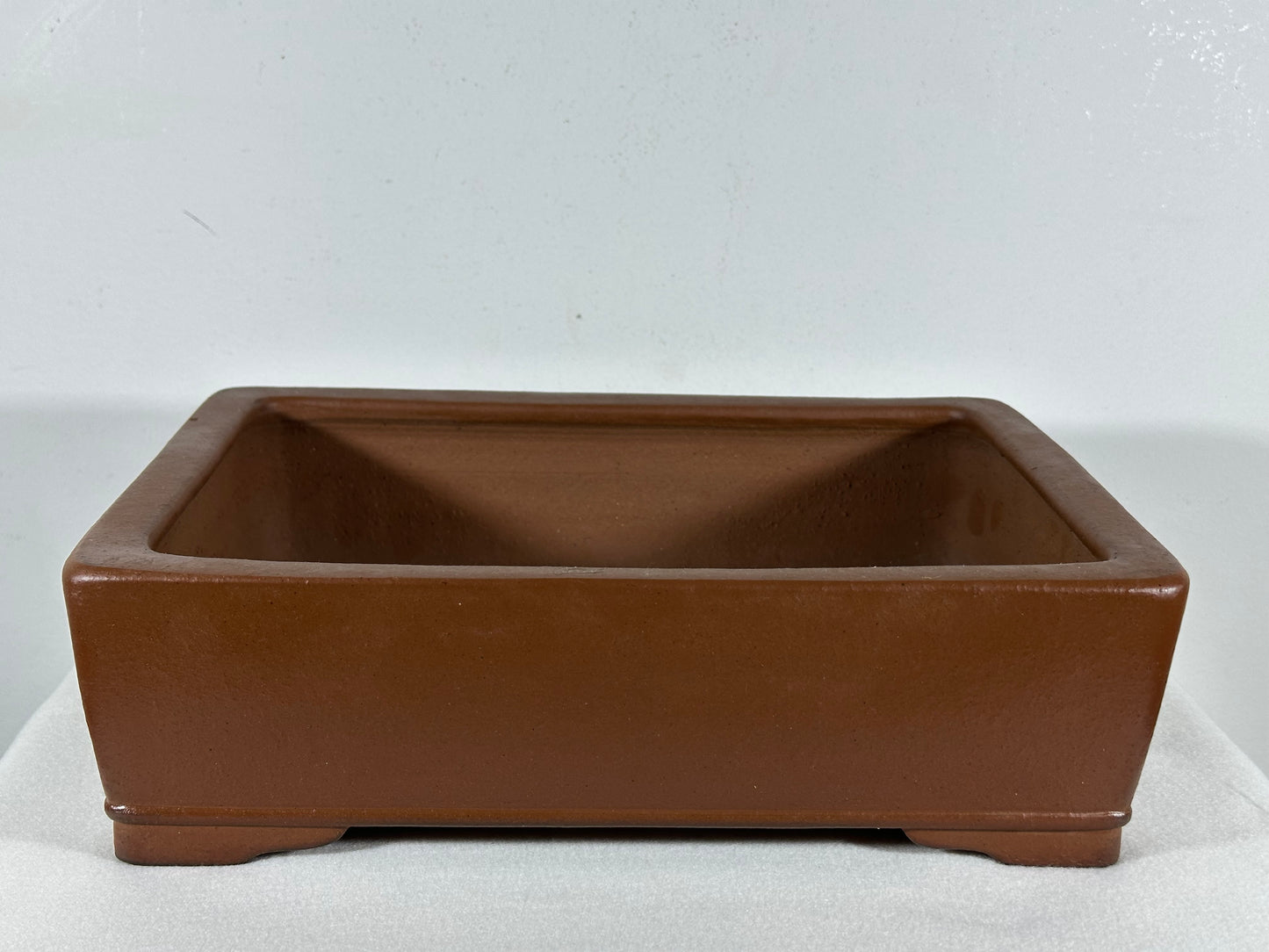Preowned Japanese Tokoname Unglazed Rectangular Bonsai Pot Keizan - 12.5” By 9.5”