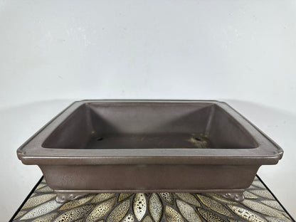 Preowned Japanese Tokoname Unglazed Rectangular Bonsai Pot Yamaaki - 14.5” By 11”