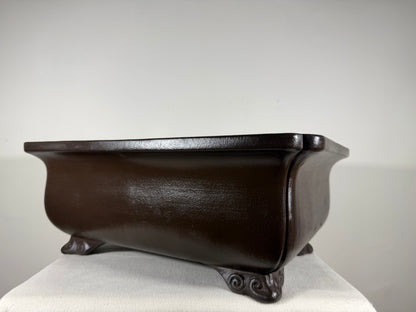 Preowned Japanese Tokoname Unglazed Rectangular Bonsai Pot Keizan - 18.5” x 13.75” x 7.25”