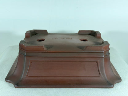 Preowned Japanese Tokoname Unglazed Rectangular Bonsai Pot Bigei - 12.25” By 9.5”