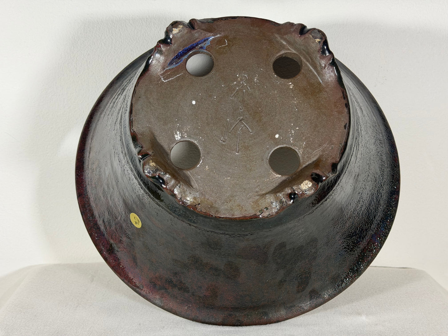 New Japanese Tokoname Glazed Round Bonsai Pot Syuho - 12” By 5.75”