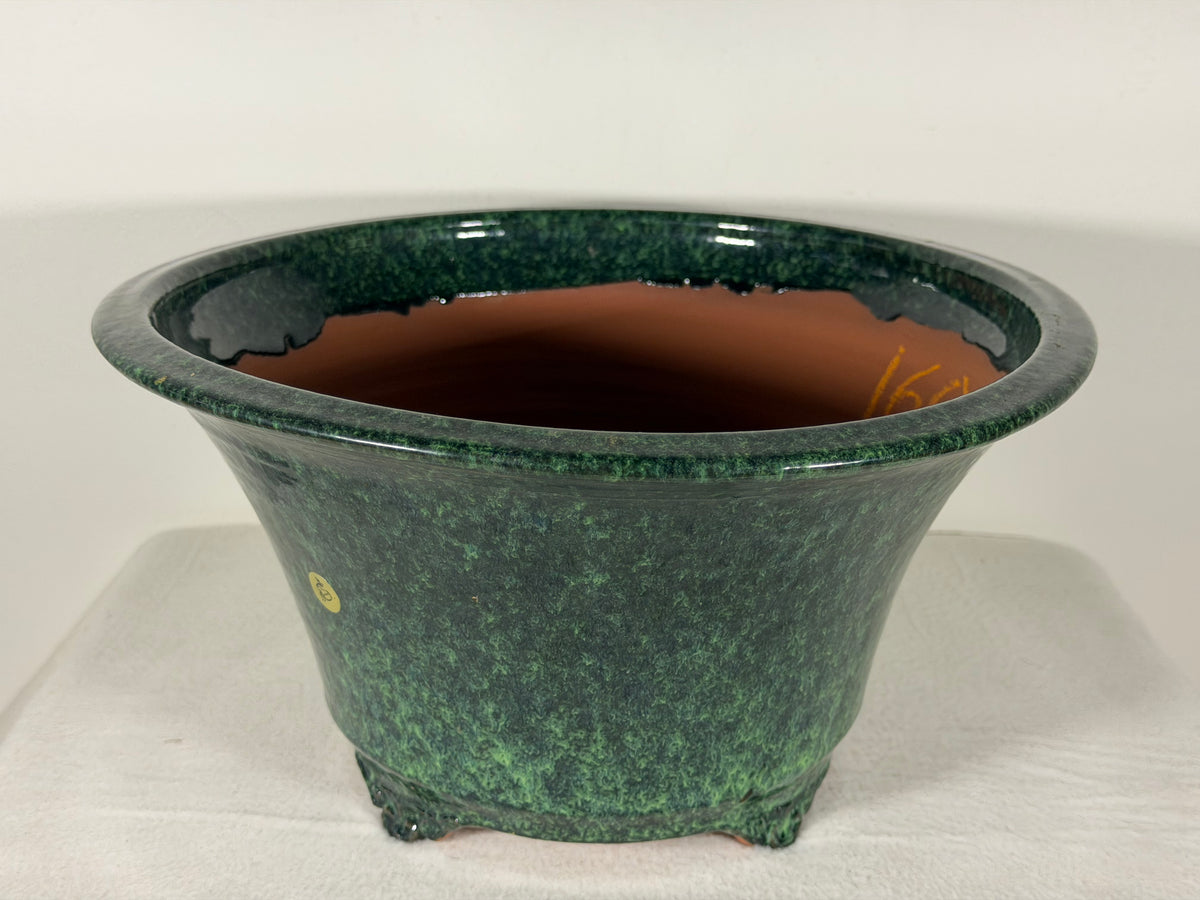New Japanese Tokoname Glazed Round Bonsai Pot Syuhou Yoshimura - 12” By 6.25”