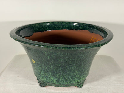 New Japanese Tokoname Glazed Round Bonsai Pot Syuhou Yoshimura - 12” By 6.25”