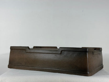 Preowned Japanese Tokoname Unglazed Rectangular Bonsai Pot Seibun - 15” By 11”