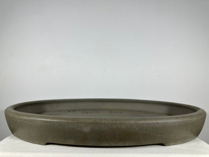 Preowned Japanese Tokoname Unglazed Oval Shallow Bonsai Pot Seizan - 20.5” By 14.5”
