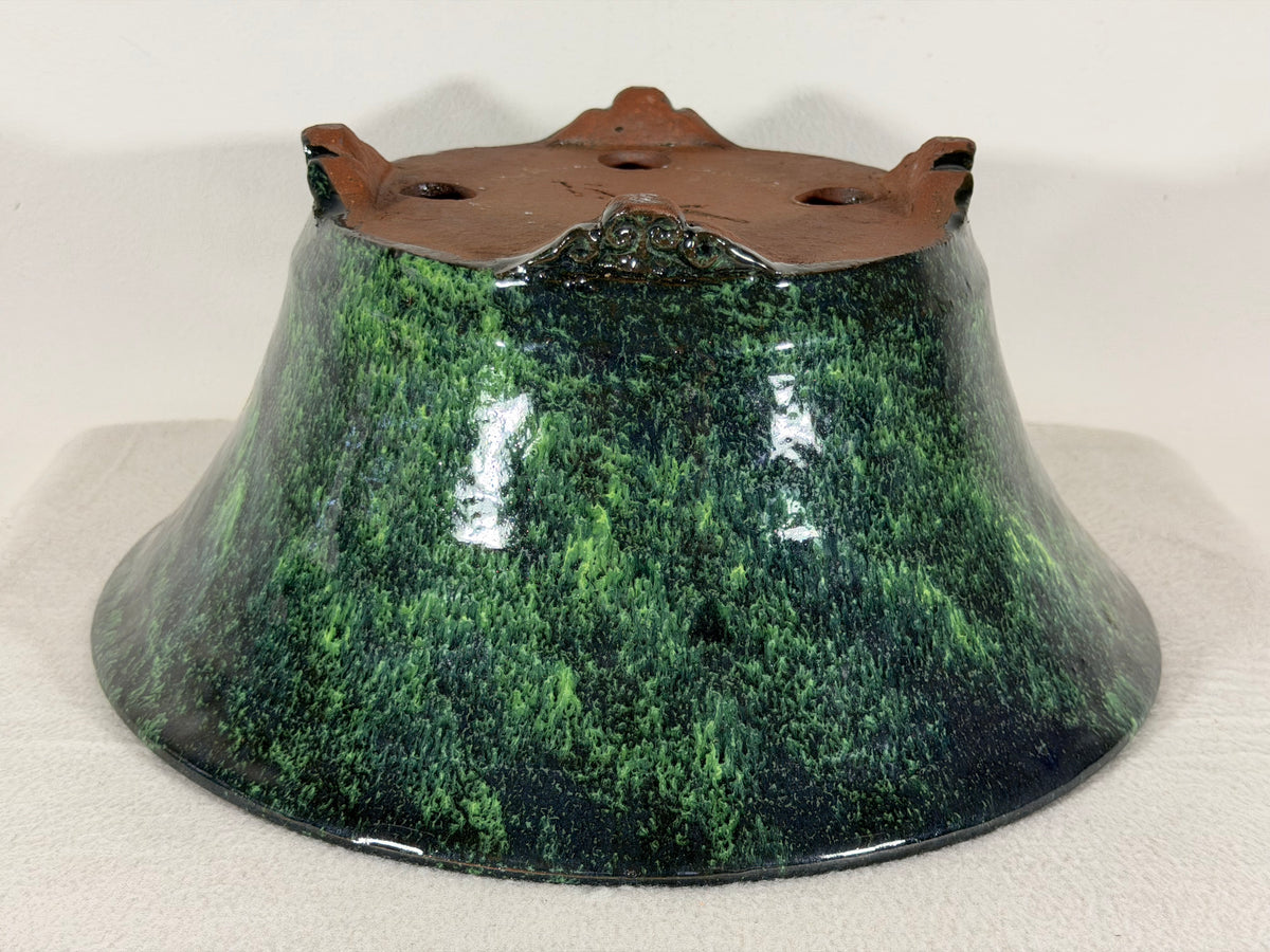 New Japanese Tokoname Glazed Round Bonsai Pot Syuhou Yoshimura - 13.5” By 5.75”