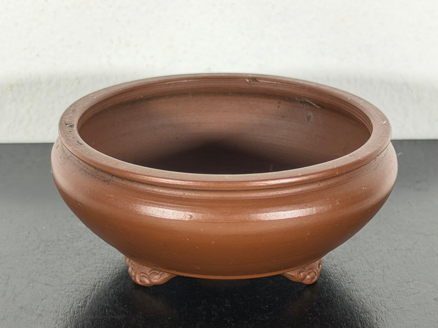 New Japanese Tokoname Unglazed Bag Style Bonsai Pot Bigei - 3 1/8” By 1 3/8”