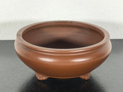 New Japanese Tokoname Unglazed Bag Style Bonsai Pot Bigei - 3 1/8” By 1 3/8”