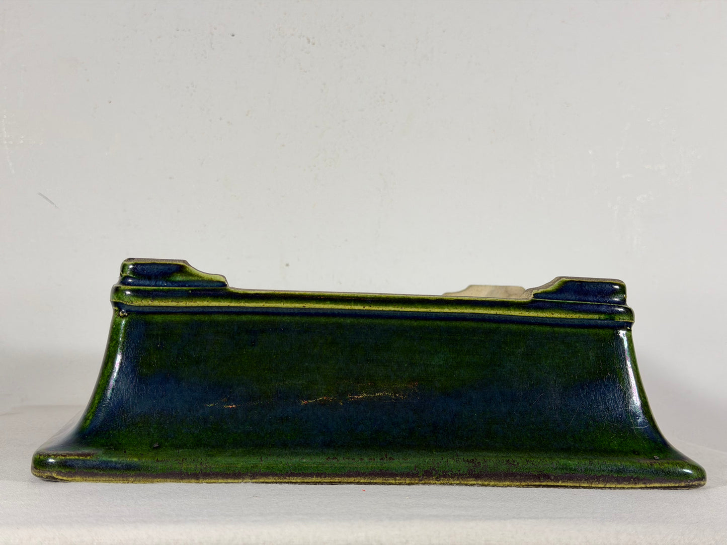 New Japanese Tokoname Glazed Rectangular Bonsai Pot Mazan Terahata - 11” By 9.5”