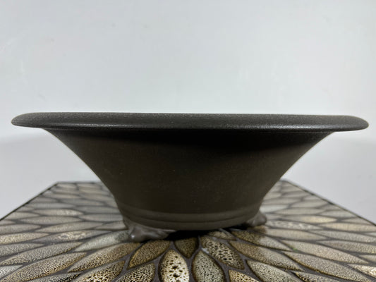 Preowned Japanese Tokoname Round Bonsai Pot Yamaaki - 13” By 4.5”
