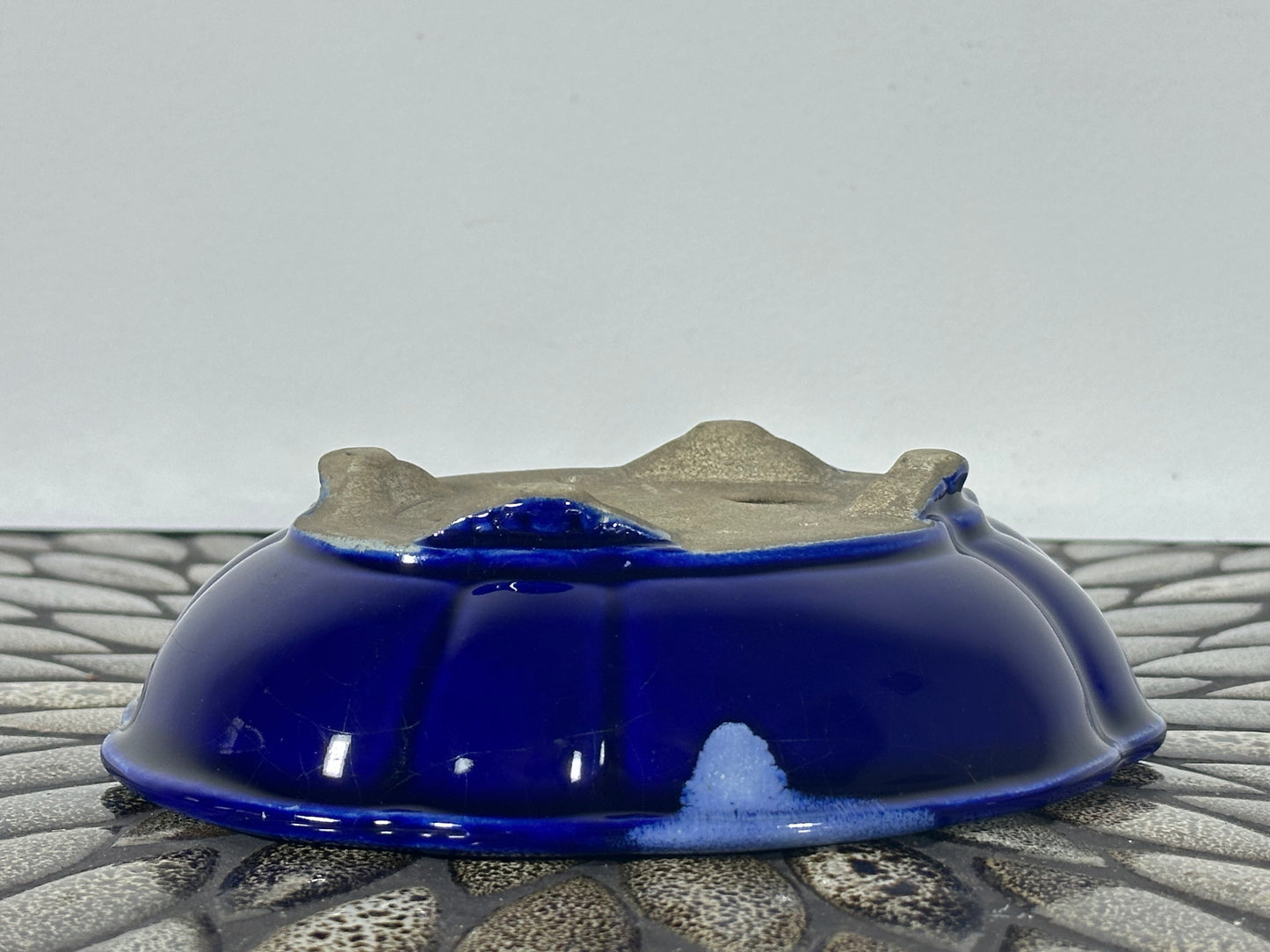 Preowned Japanese Tokoname Mokko Style Glazed Bonsai Pot Satomi - 7 1/8” By 6”
