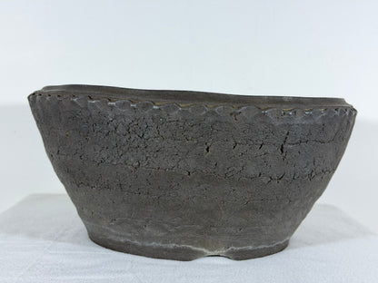 Preowned Japanese Tokoname Unglazed Round Bonsai Pot Jyuoudou - 12.25” By 5.75”