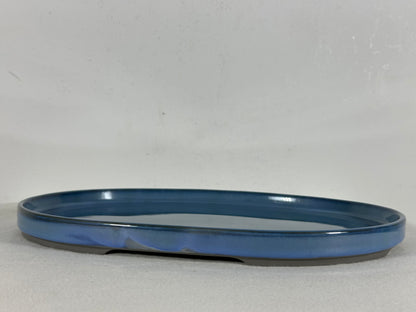 New Japanese Glazed Suiban for Suiseki Bonsai Harumatsu - 12.5” By 9”
