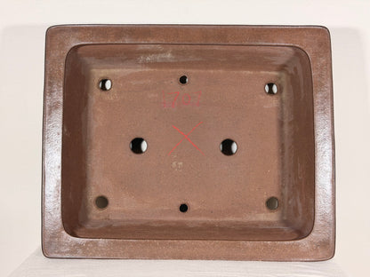 Preowned Japanese Tokoname Unglazed Rectangular Bonsai Pot Itukoudou - 15.75” By 13”
