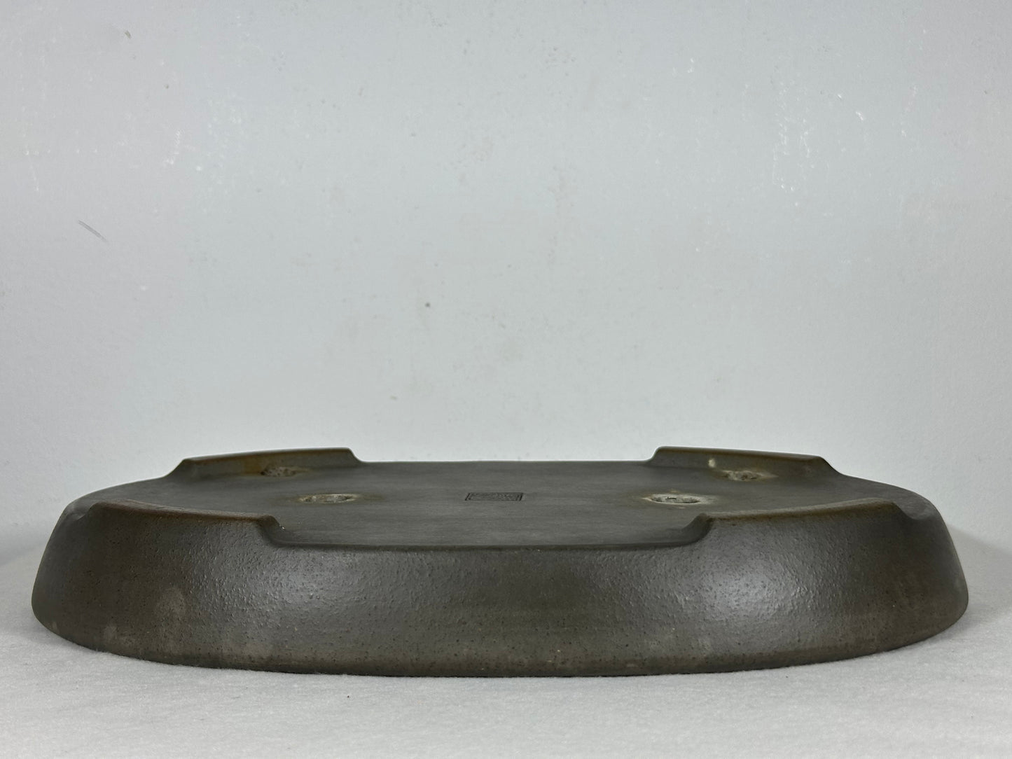 Preowned Japanese Tokoname Unglazed Shallow Oval Bonsai Pot Seizan - 12.75” By 9”