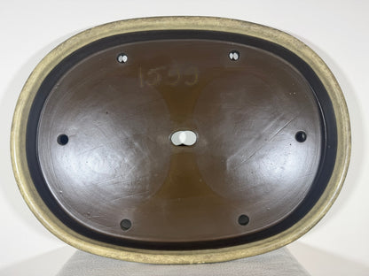 Preowned Japanese Tokoname Glazed Shallow Oval Bonsai Pot Hatutori -  24.5” x 18” x 2.75”