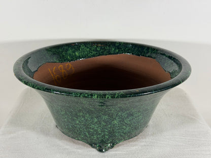 New Japanese Tokoname Glazed Round Bonsai Pot Syuhou Yoshimura - 12.75” By 5.75”