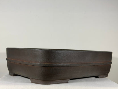 Preowned Japanese Tokoname Unglazed Rectangular Bonsai Pot Kisen - 16.25” By 12.75”