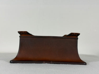 Preowned Japanese Tokoname Unglazed Rectangular Bonsai Pot Has Full Of Patina - 7” By 5.25”