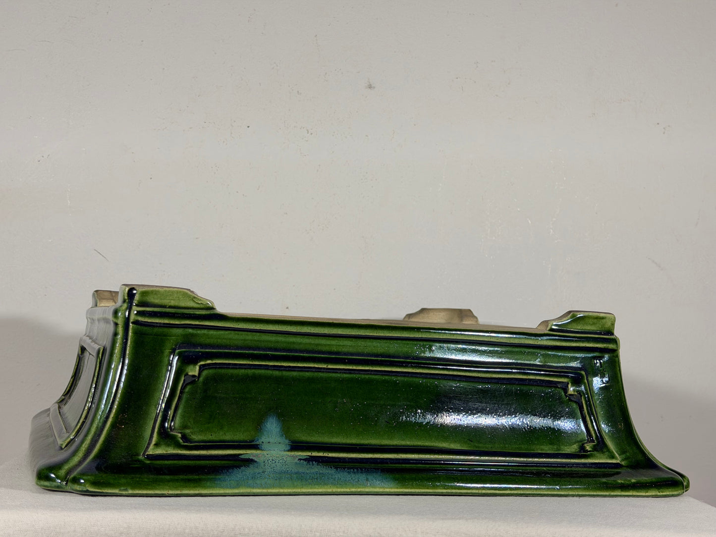 New Japanese Tokoname Glazed Rectangular Bonsai Pot Mazan Terahata - 15.5” By 13.5”