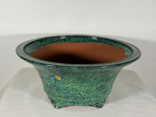 New Japanese Tokoname Glazed Round Bonsai Pot Syuhou Yoshimura - 12.25” By 5.5”
