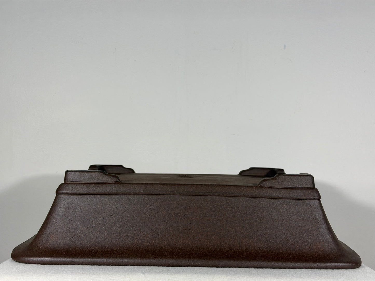 Preowned Japanese Tokoname Unglazed Rectangular Bonsai Pot Yuuji Nakano - 16.5” By 13.5”
