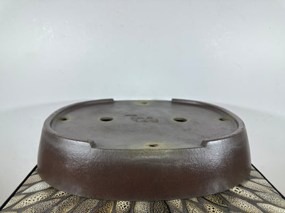 Preowned Japanese Tokoname Unglazed Oval Bonsai Pot Yamaaki - 16.75” By 13.25”