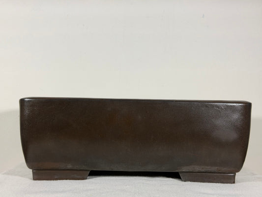 Preowned Japanese Tokoname Unglazed Rectangular Bonsai Pot Keizan - 13.5” By 9”