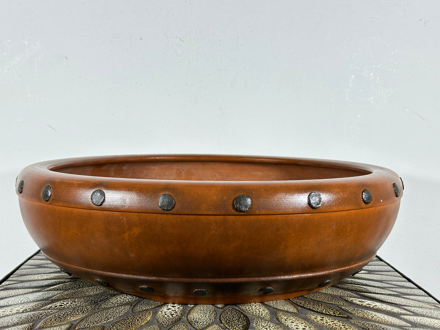 Preowned Japanese Tokoname Drum Style Bonsai Pot - 15.5” By 425”