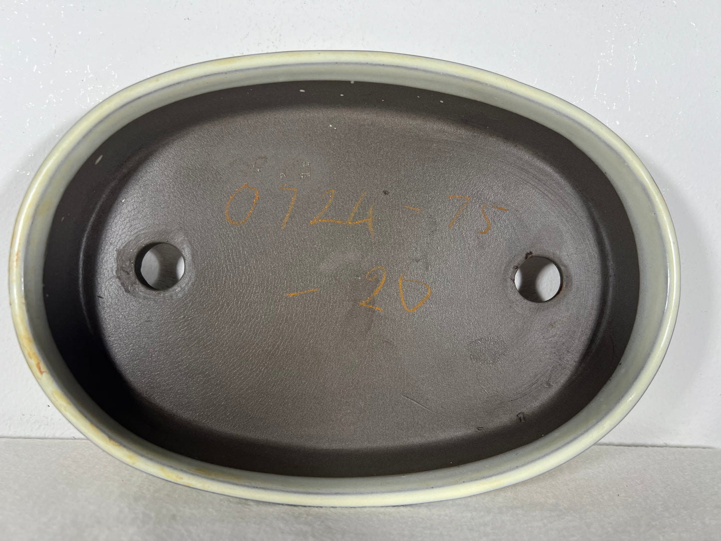 Preowned Japanese Tokoname Glazed Oval Shallow Bonsai Pot with patina - 10” By 7”