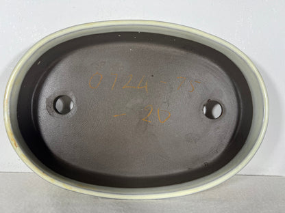 Preowned Japanese Tokoname Glazed Oval Shallow Bonsai Pot with patina - 10” By 7”