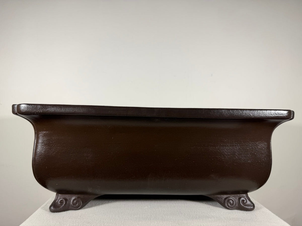 Preowned Japanese Tokoname Unglazed Rectangular Bonsai Pot Keizan - 18.5” x 13.75” x 7.25”