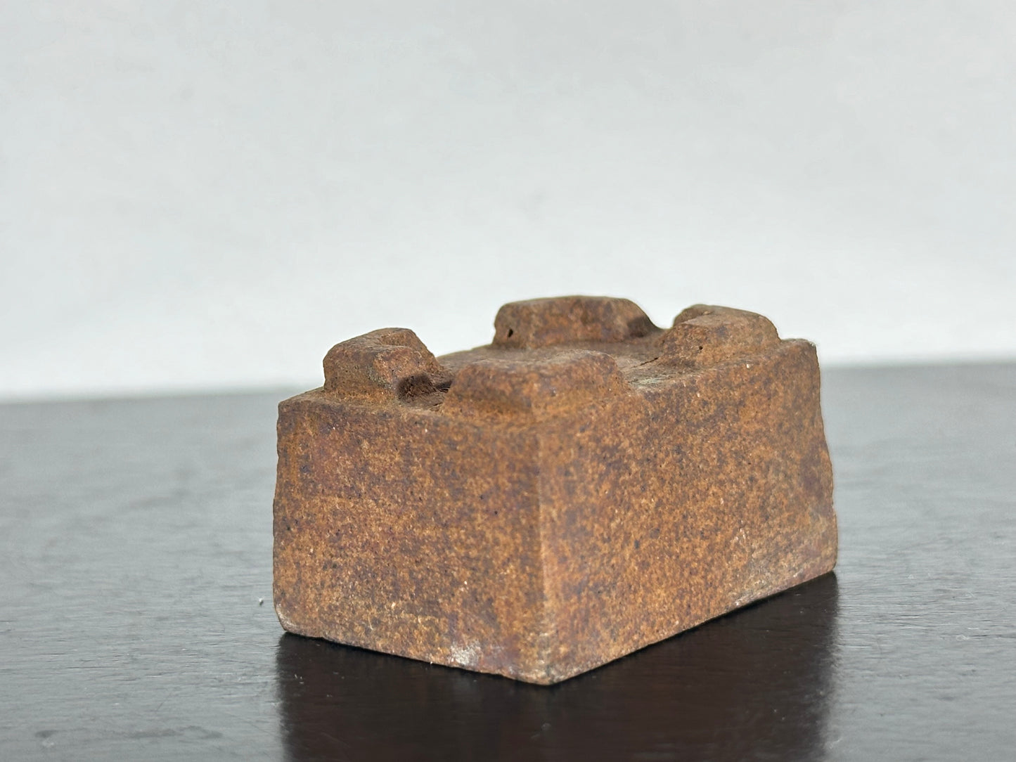 Preowned Japanese Tokoname Mame Rectangular Bonsai Pot with Stamp - 1.5” By 1”