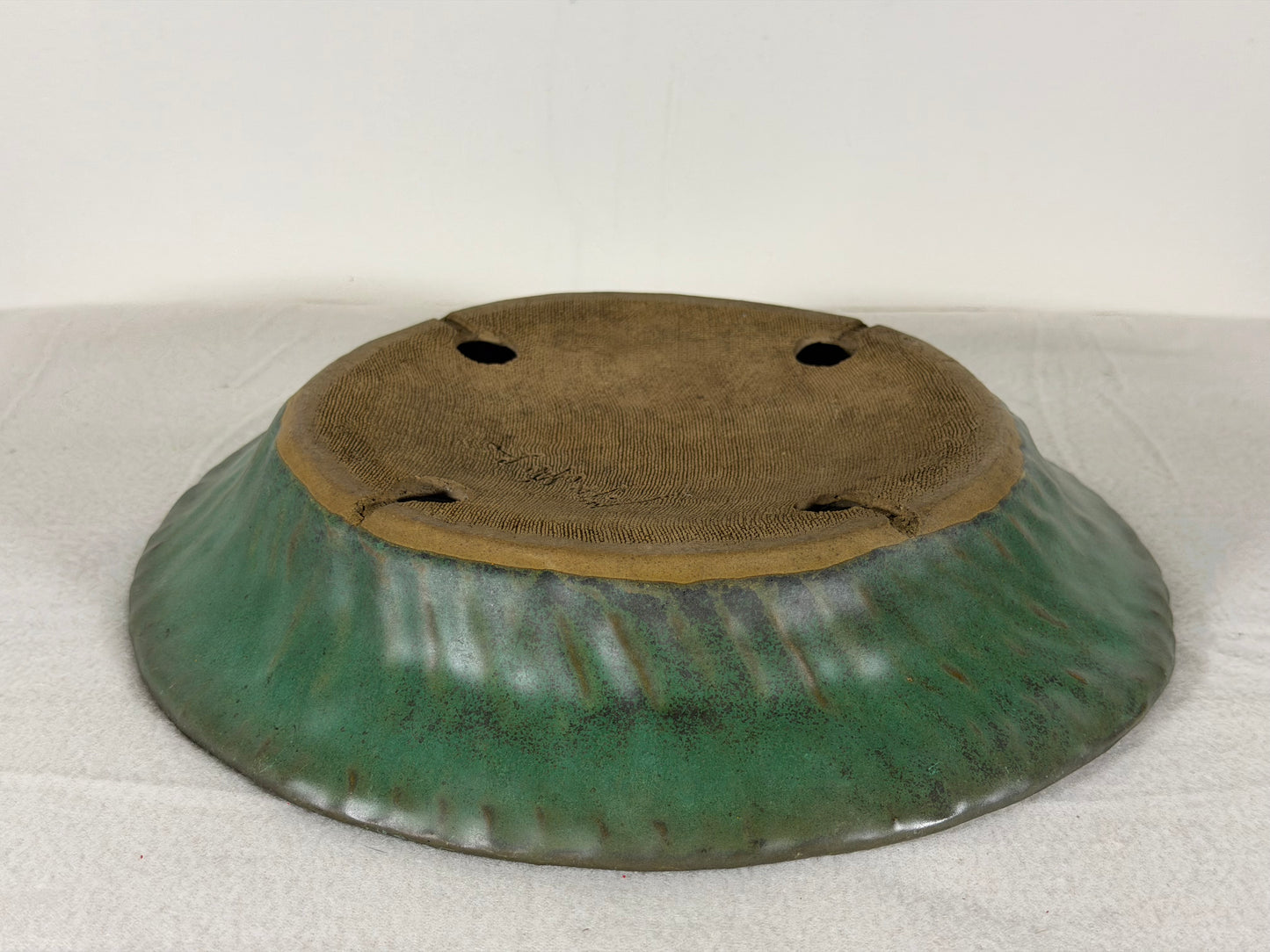 Preowned Japanese Tokoname Glazed Nanban Style Bonsai Pot Yamafusa - 9.75” By 1.75”