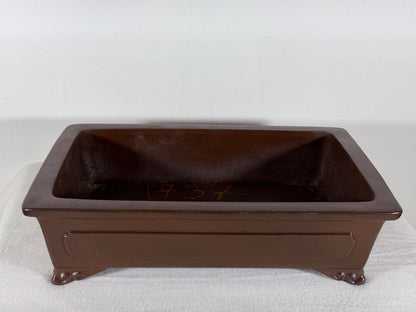 Preowned Japanese Tokoname Unglazed Rectangular Bonsai Pot Yamaaki - 12.25” By 8”