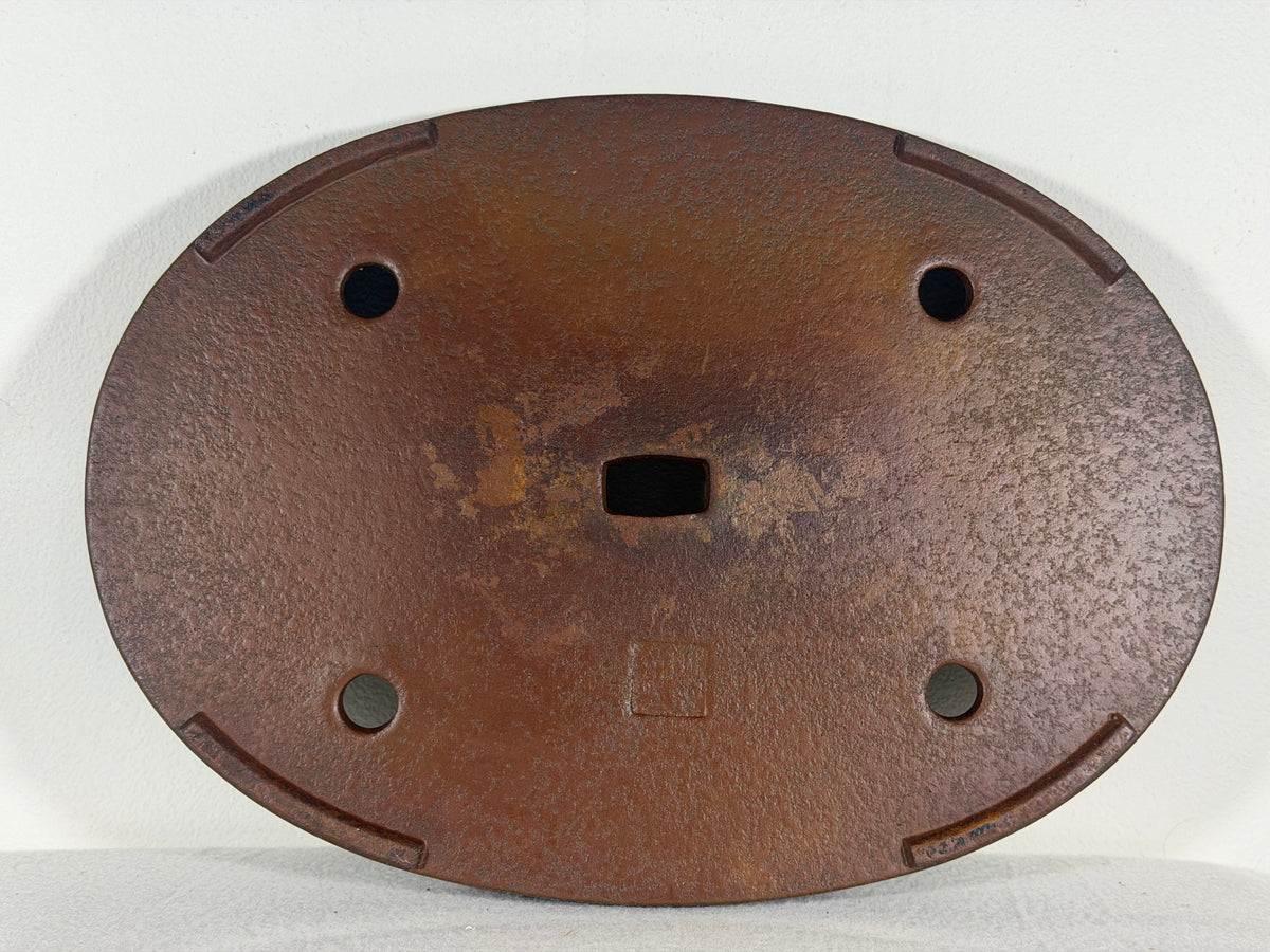 Preowned Japanese Tokoname Unglazed Shallow Oval Bonsai Pot Has Stamp - 13.25” By 9.5”