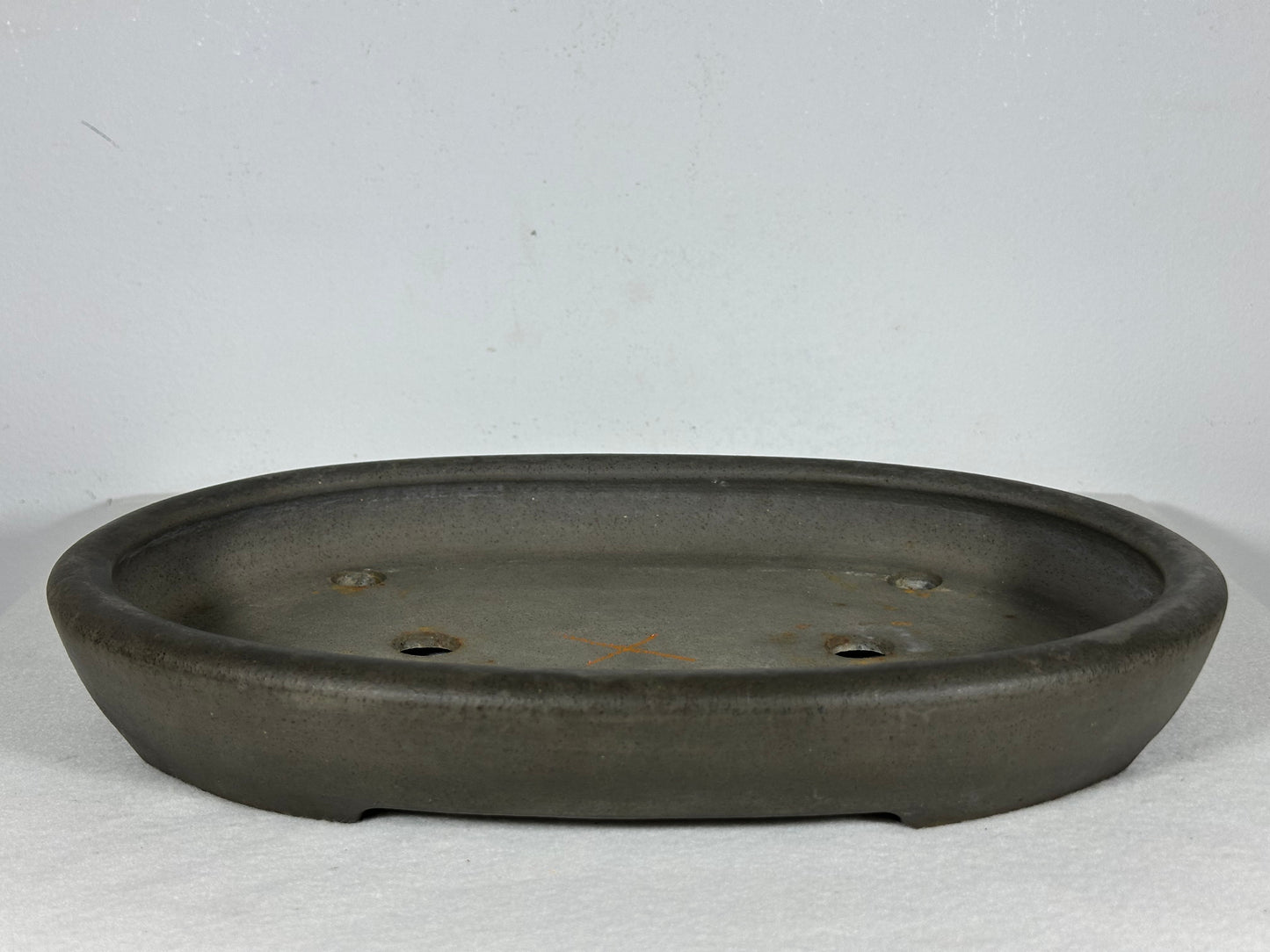 Preowned Japanese Tokoname Unglazed Shallow Oval Bonsai Pot Seizan - 12.75” By 9”